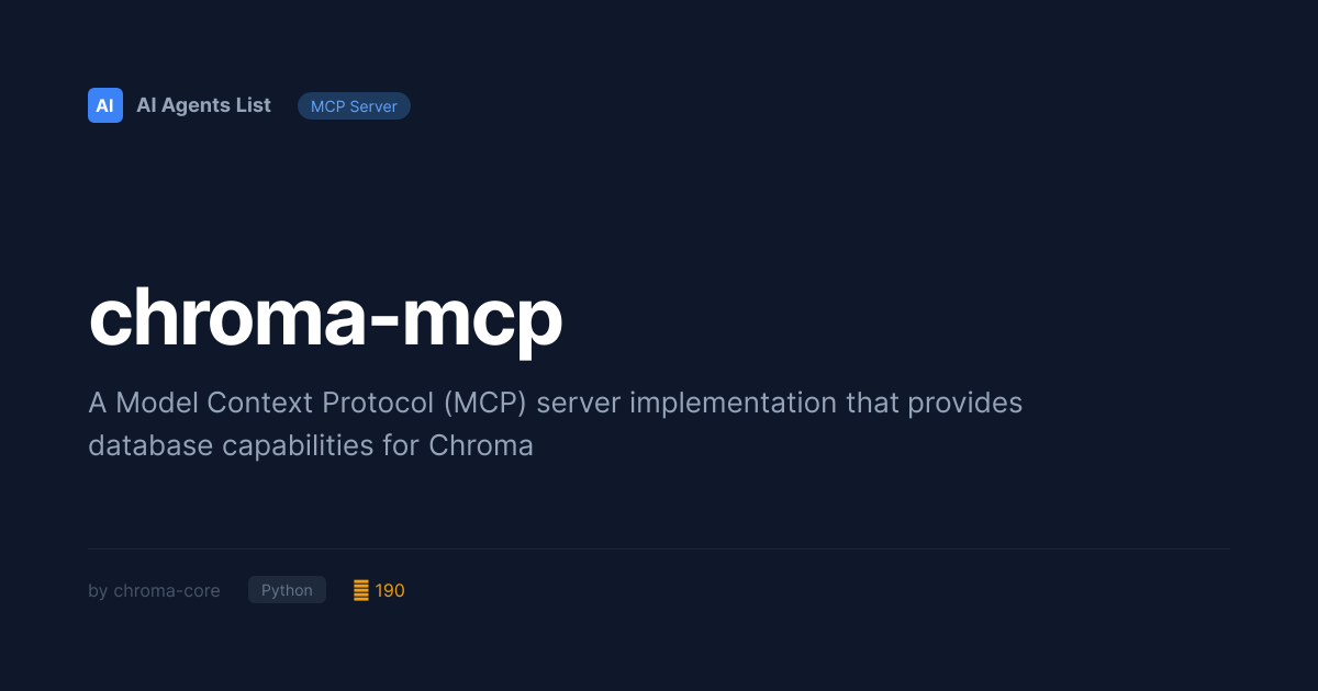 chroma-mcp MCP Server | Customer Data Platforms - Python