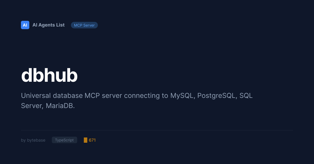 dbhub MCP Server | Customer Data Platforms - TypeScript