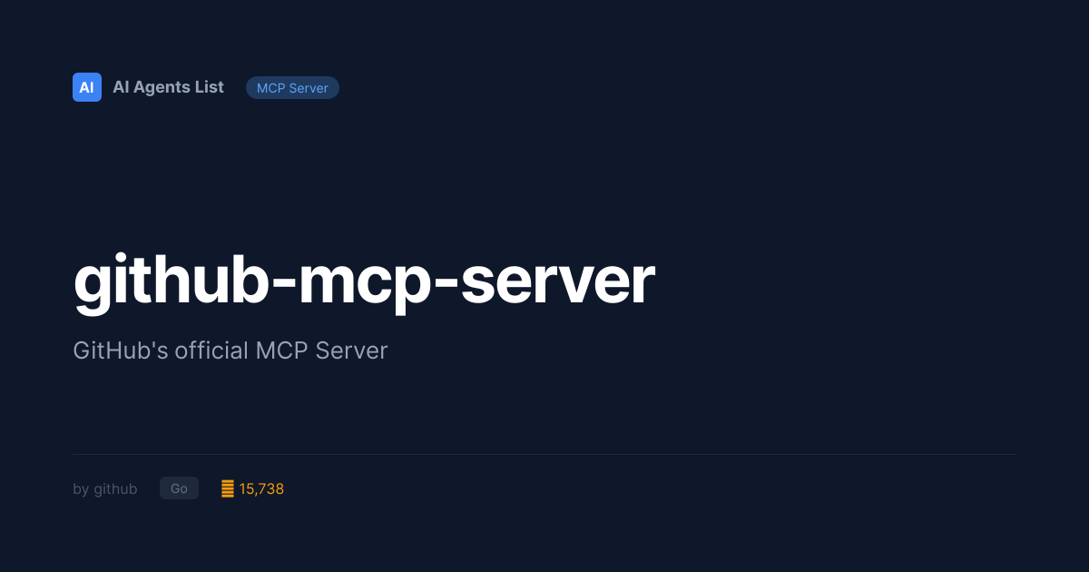github-mcp-server MCP Server | Version Control - Go