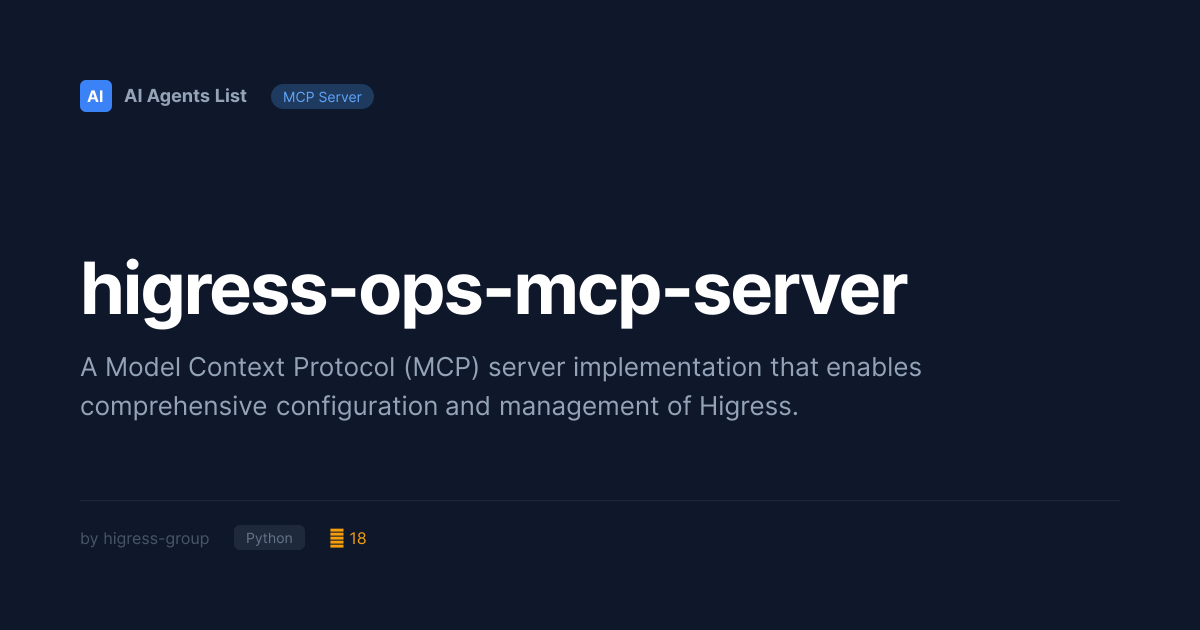 higress-ops-mcp-server MCP Server | Developer Tools - Python