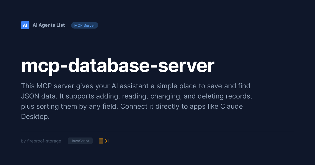 mcp-database-server MCP Server | Customer Data Platforms - JavaScript