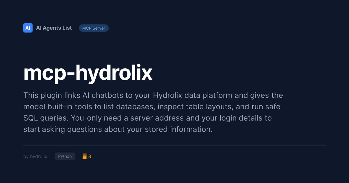mcp-hydrolix MCP Server | Customer Data Platforms - Python