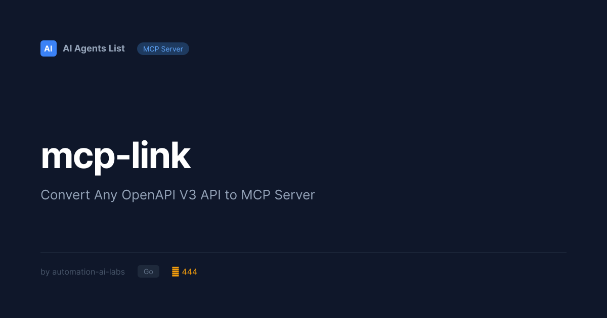 mcp-link MCP Server | Developer Tools - Go