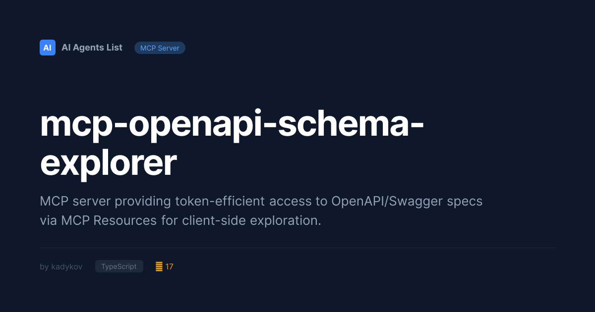 mcp-openapi-schema-explorer MCP Server | Developer Tools - TypeScript