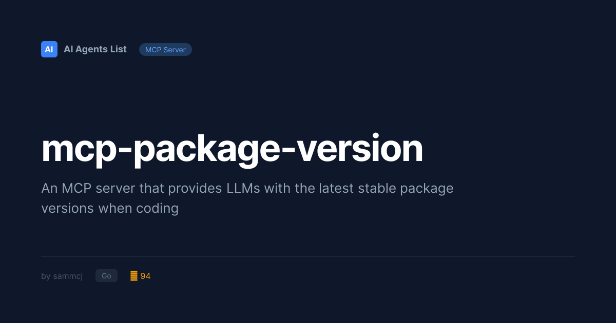 mcp-package-version MCP Server | Developer Tools - Go