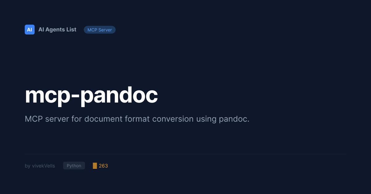 mcp-pandoc MCP Server | Developer Tools - Python