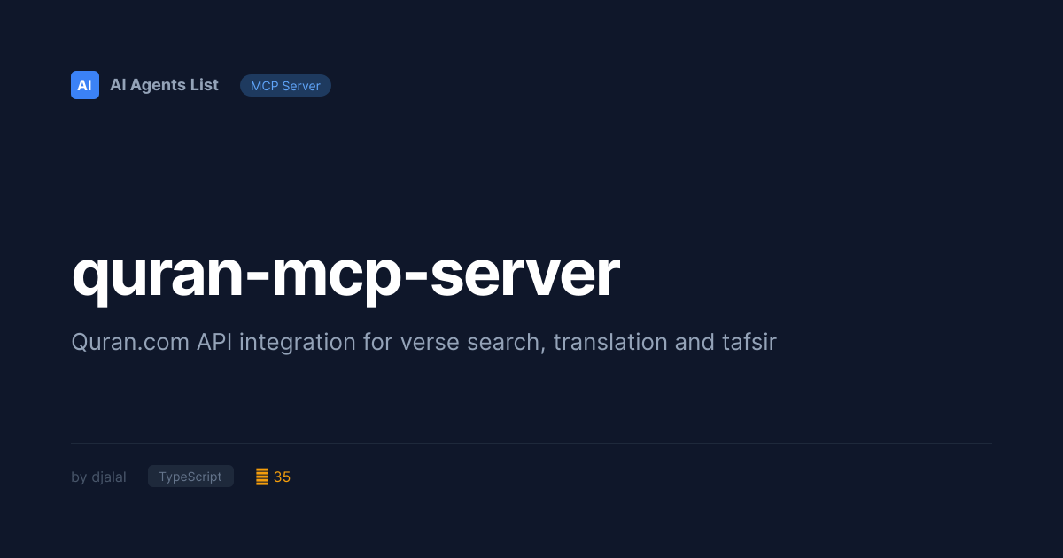 quran-mcp-server MCP Server | Art & Culture - TypeScript