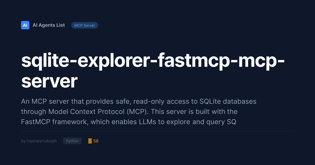 sqlite-explorer-fastmcp-mcp-server MCP Server | Customer Data Platforms ...